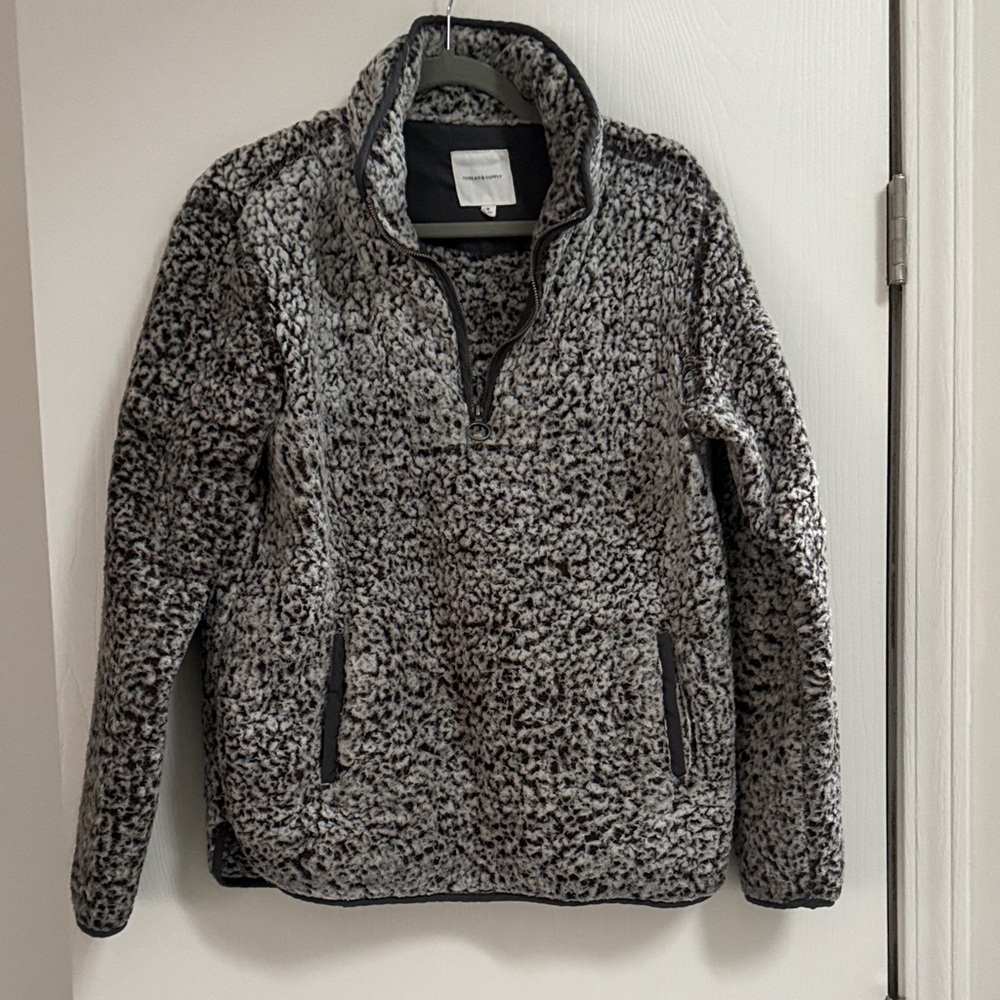Thread & Supply Charcoal and Black Fleece Jacket